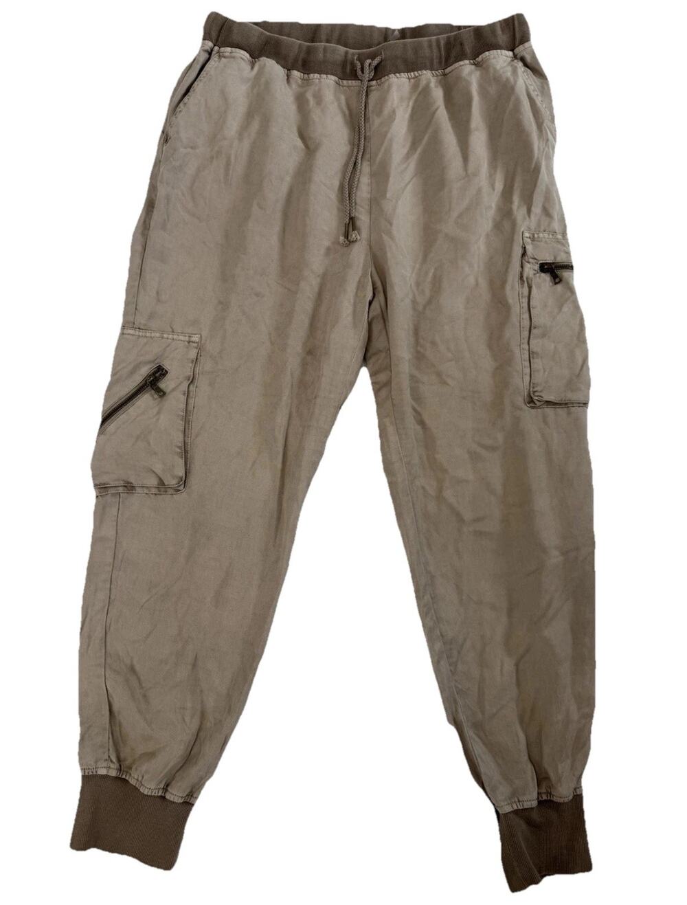 young, fabulous & broke Brown Jogger Pants L Drawstring Cargo Zip